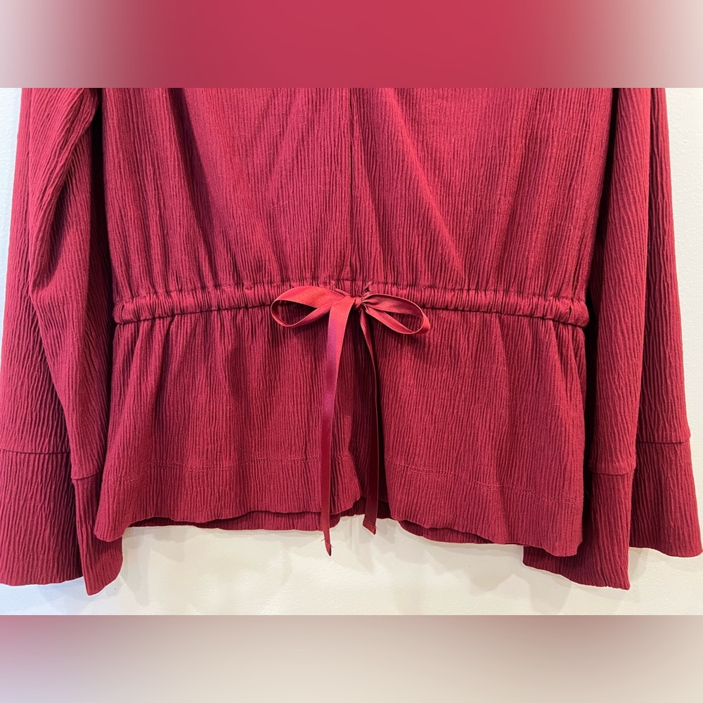 DG2 by Diane Gilman V-Neck Wide Sleeve Top with Cinching-Ribbon Detail, Small - Picture 3 of 6